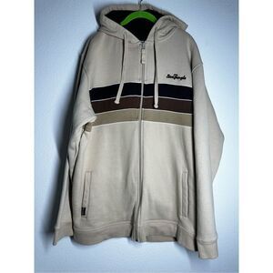 Rare Vintage 5ive Jungle Full Zip Hooded Mens Size 2XL Cotton Blend Cream Brown